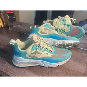 Women's Nike Air Max 270 React Teal Yellow Athletic Shoes 7.5